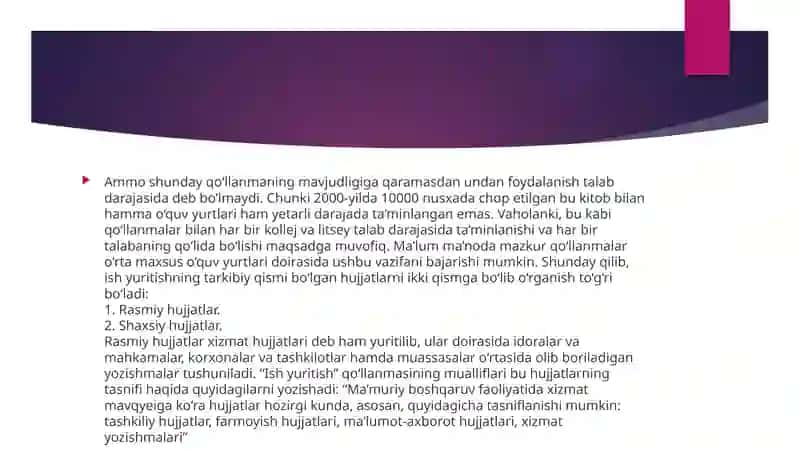 Ish hujjatlari va ularga qõyiladigan talablar 4
