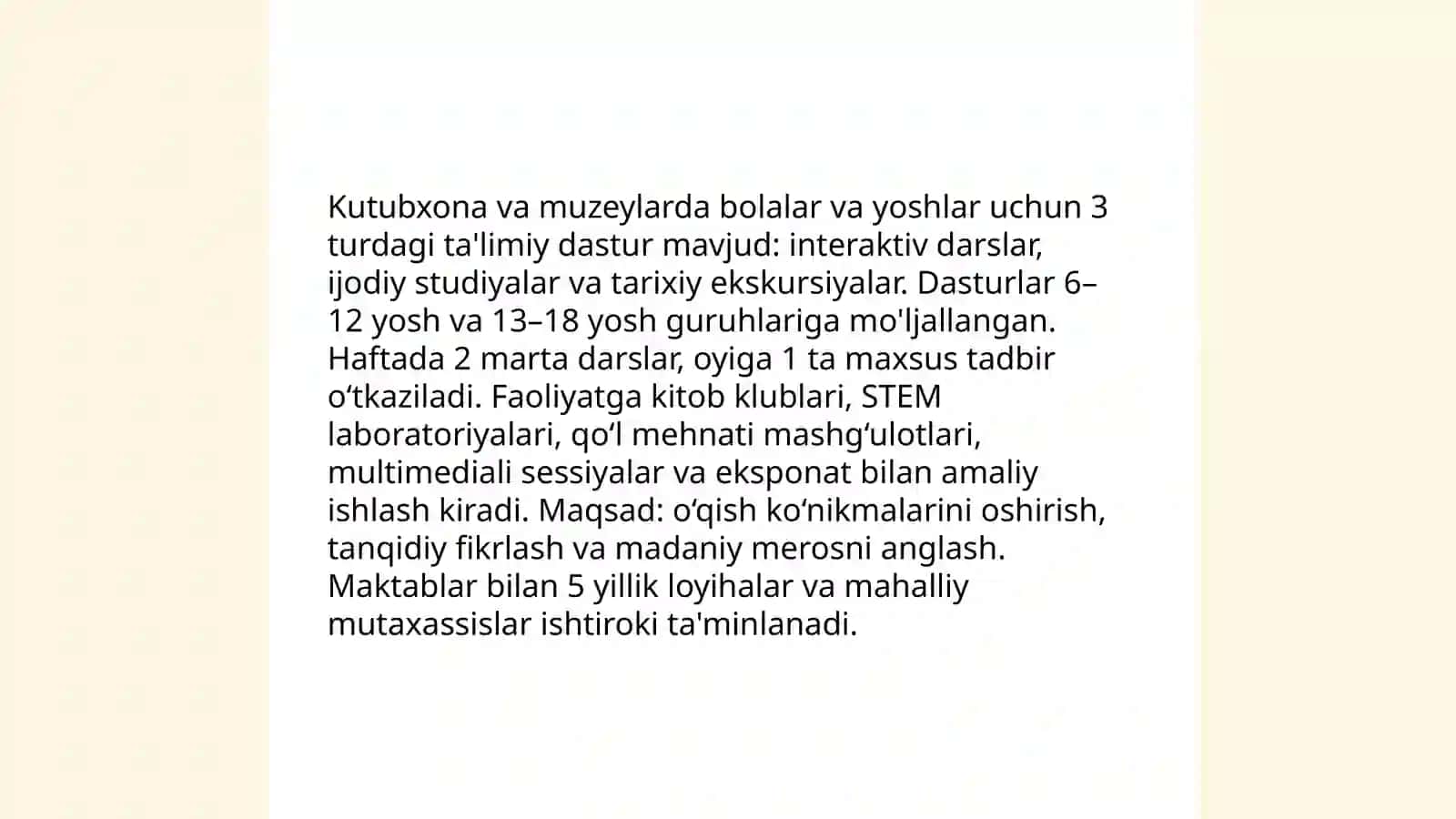 Kutubxona va Muzeylar Ta'lim Tizimi 4