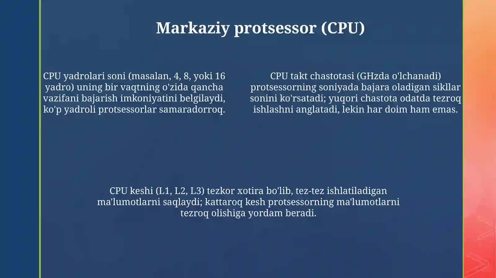 Shaxsiy kompyuterning bir qismi boʻlgan asosiy qurilmalar 4