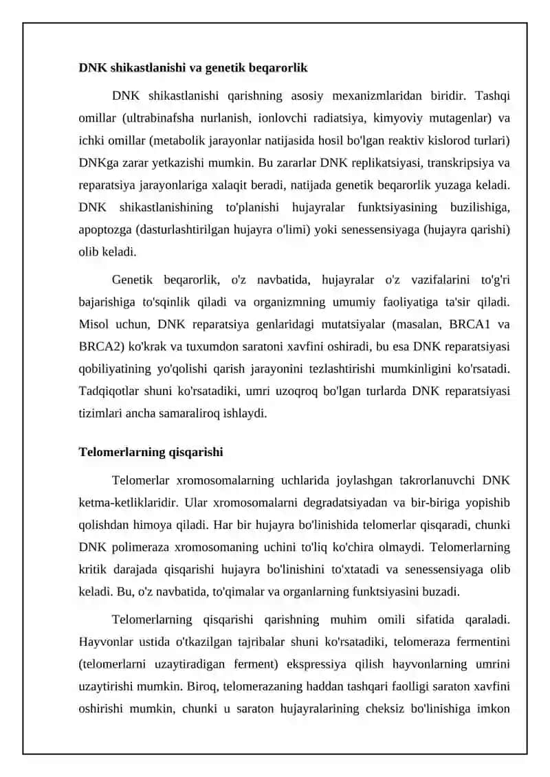 Qarilikning biologik jabhalari 4