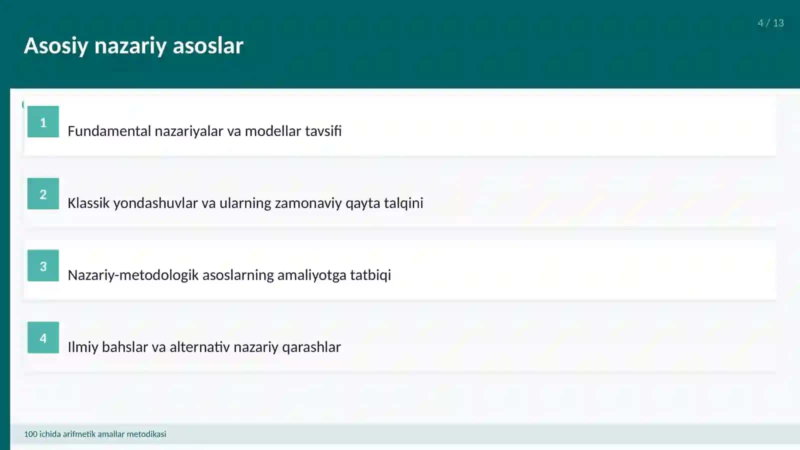 100 ichida arifmetik amallar metodikasi 4