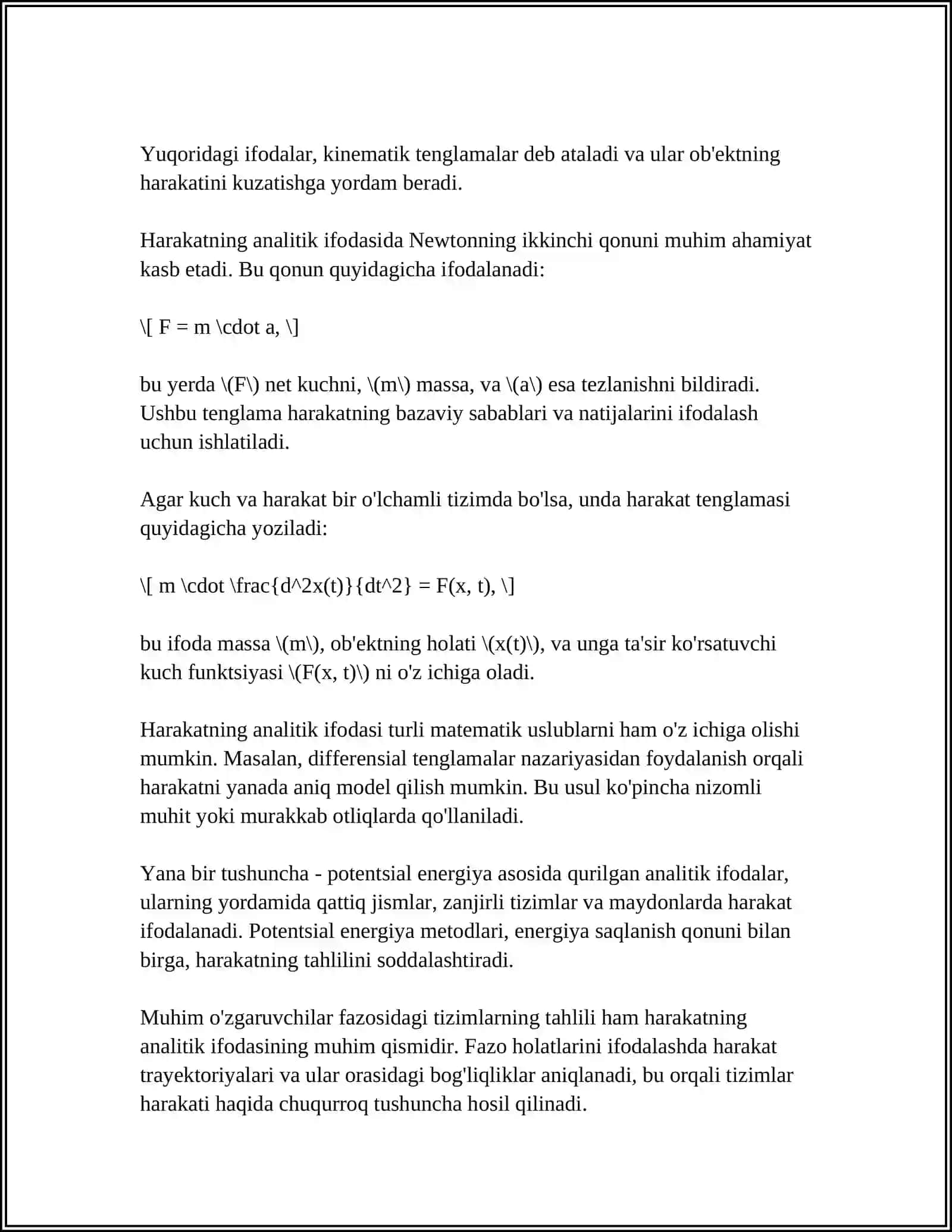 HARAKATNING ANALITIK IFODASI 4