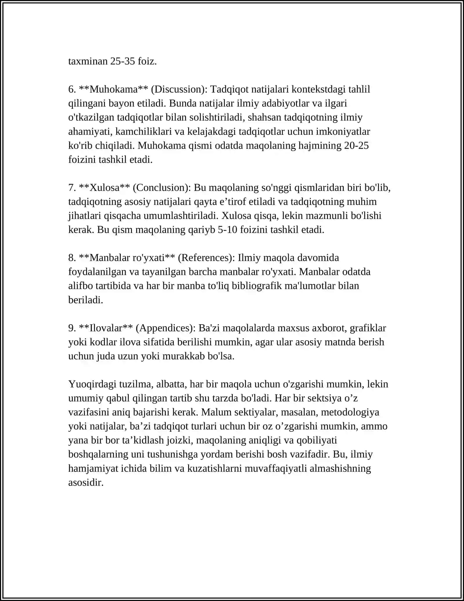 ILMIY MAQOLA VA UNGA QO‘YILGAN TALABLAR 4