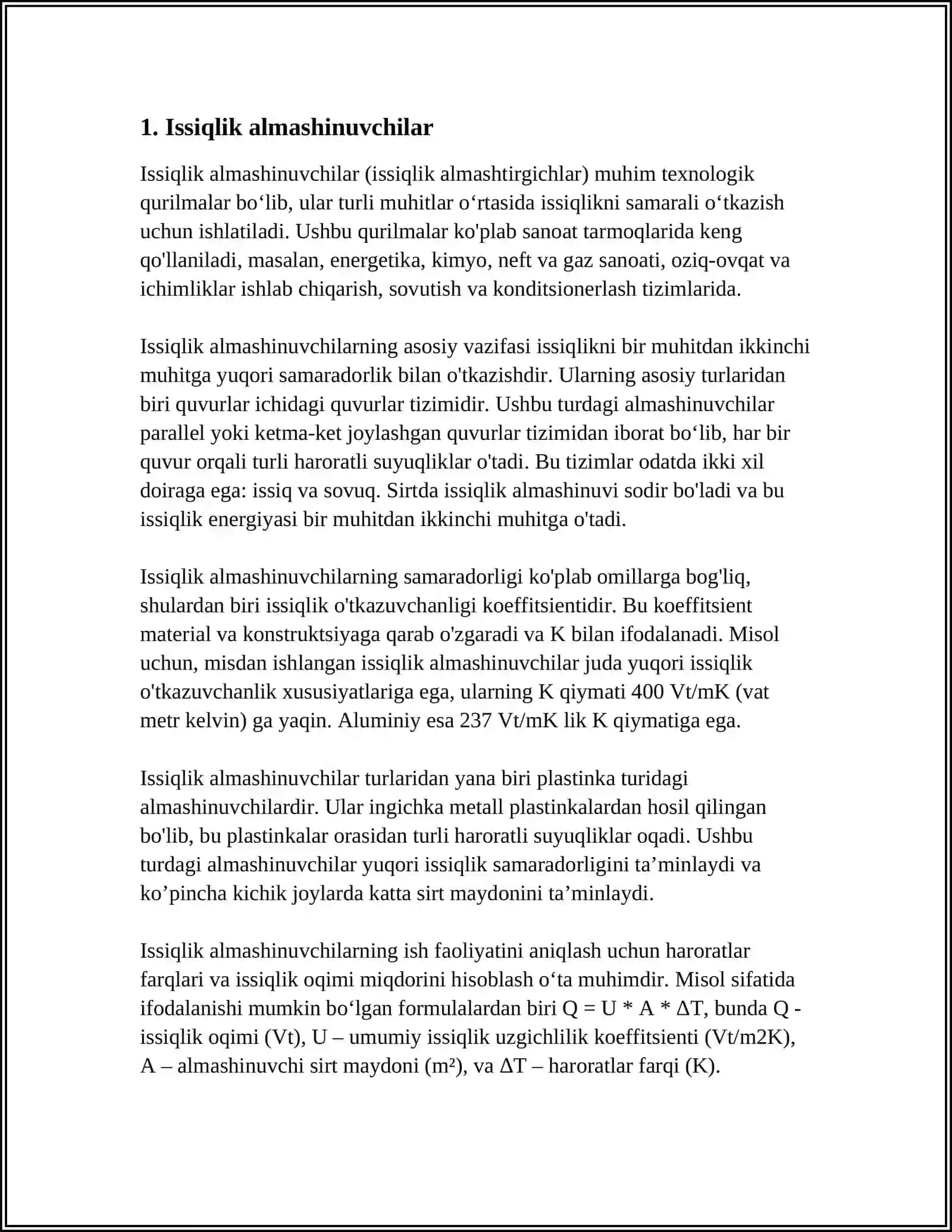 SUYUQLIK VA GAZLARNI ISITISH YOKI SOVUTISH UCHUN QURILMALAR 4