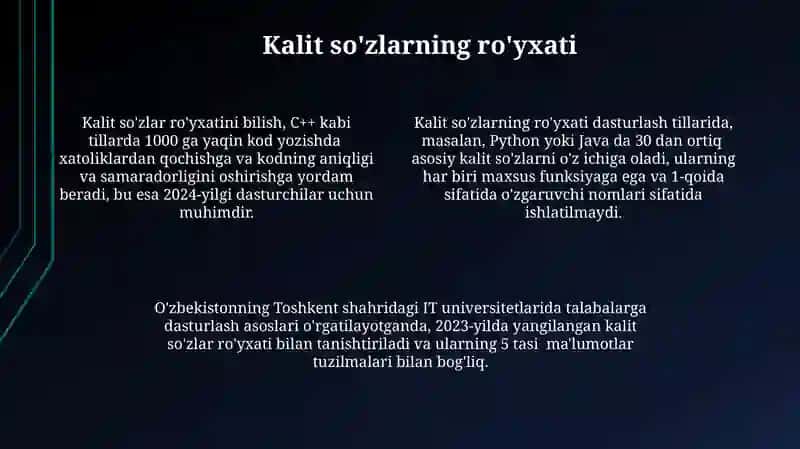 Identifikatorlar va kalit so‘zlar 4