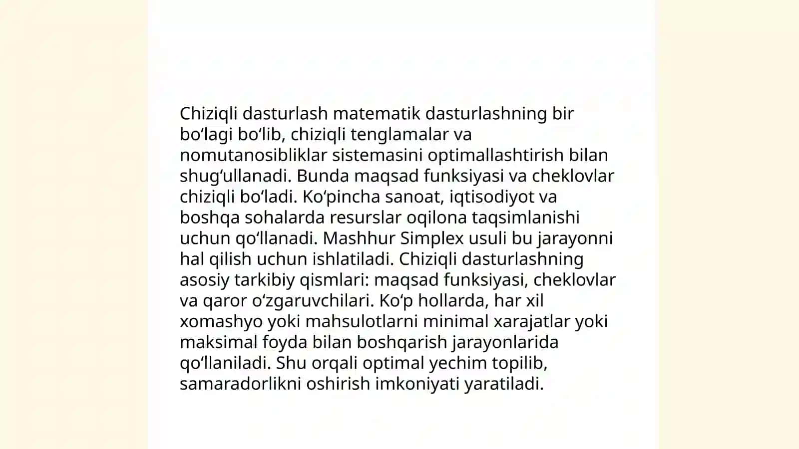 Optimallashtirish masalasining matematik tasniyva uni MS Excel dasturida yechishda 4