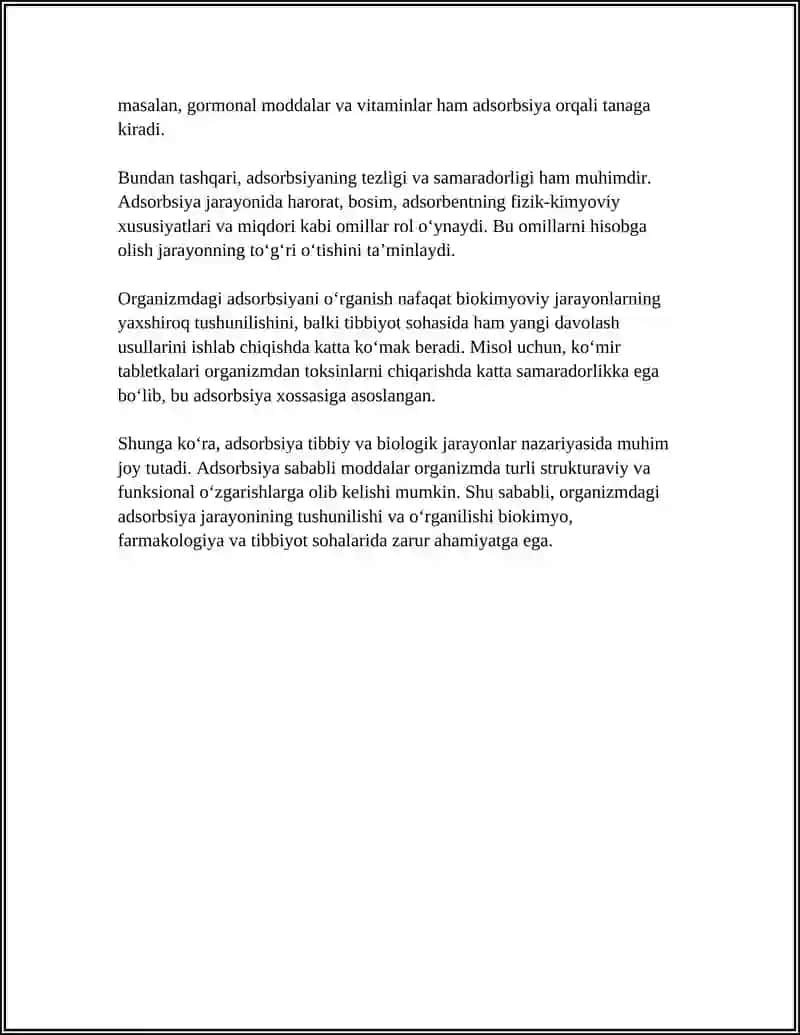 ORGANIZMDAGI ADSORBSION JARAYONLAR 4