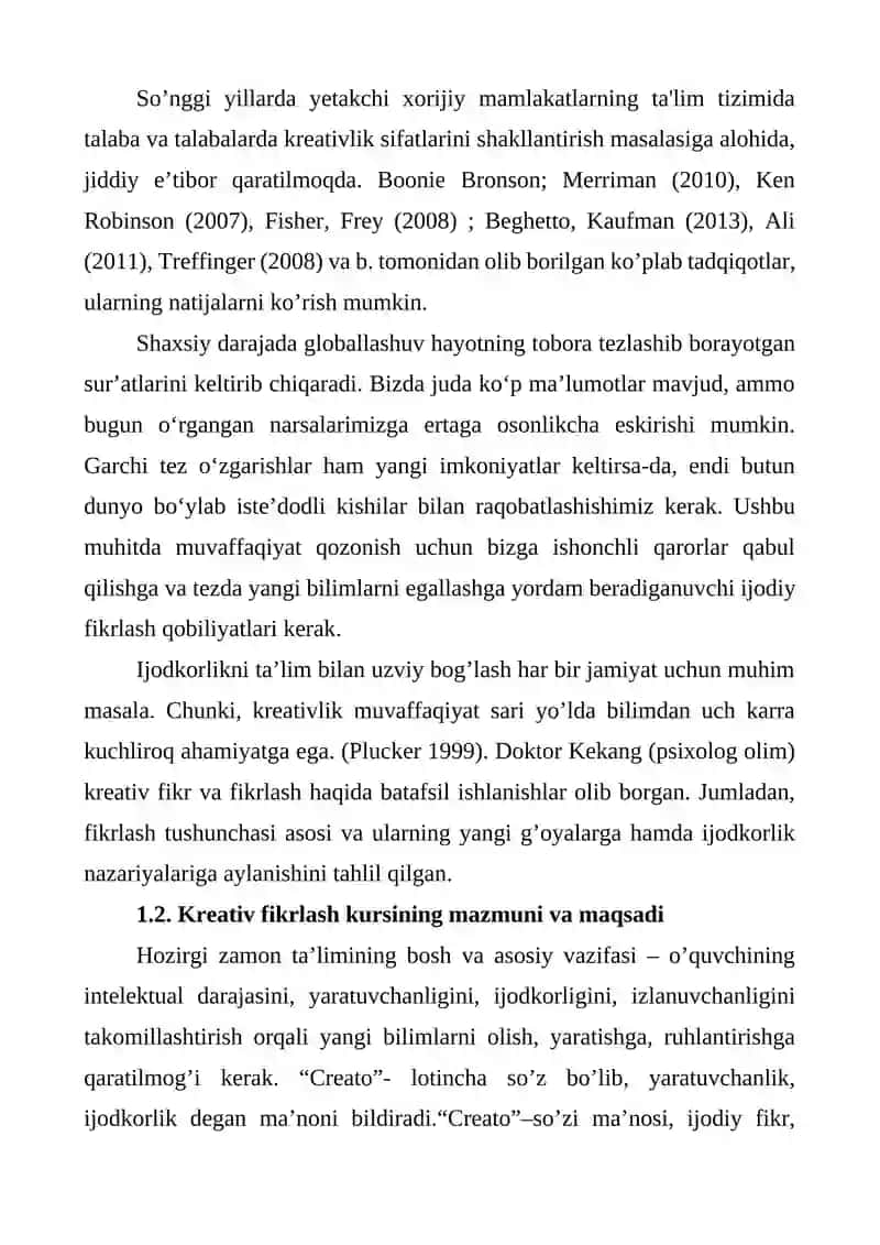 Kreativ fikrlash kursi 4
