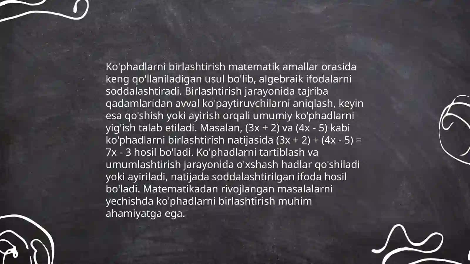 Algebraik Ifodalarni Birlashtirish 4