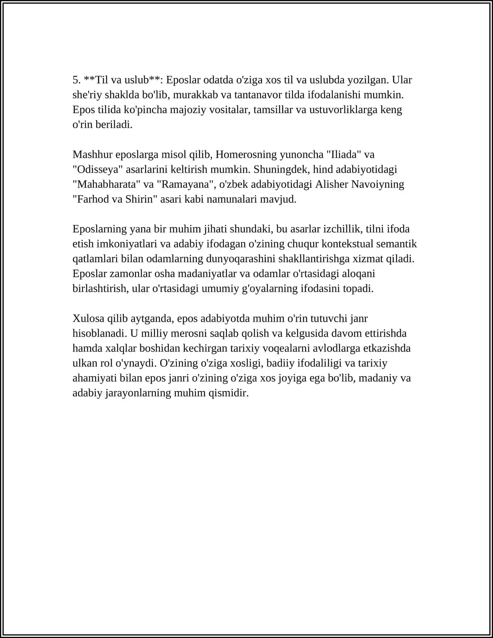 ADABIYOT TURLAR VA JANRLAR EPOS 4