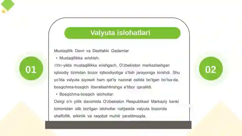 Jahon valyuta tizimida O’zbekistonning tutgan o’rni 4