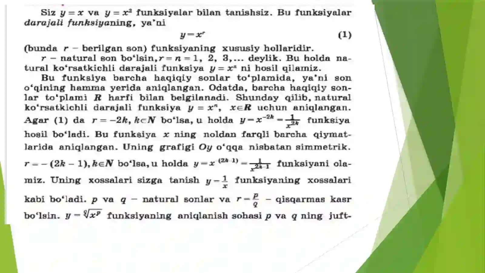 Funksiyaning o'sishi va kamayishi 4