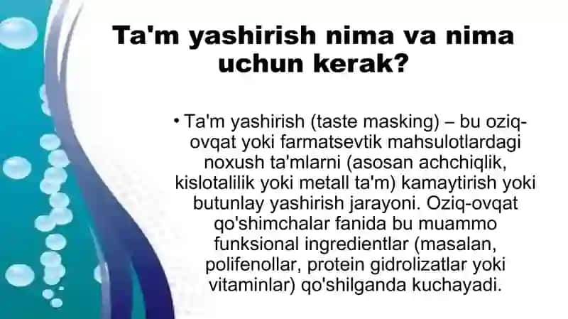 Ta’m va xid yashiruvchilar 4