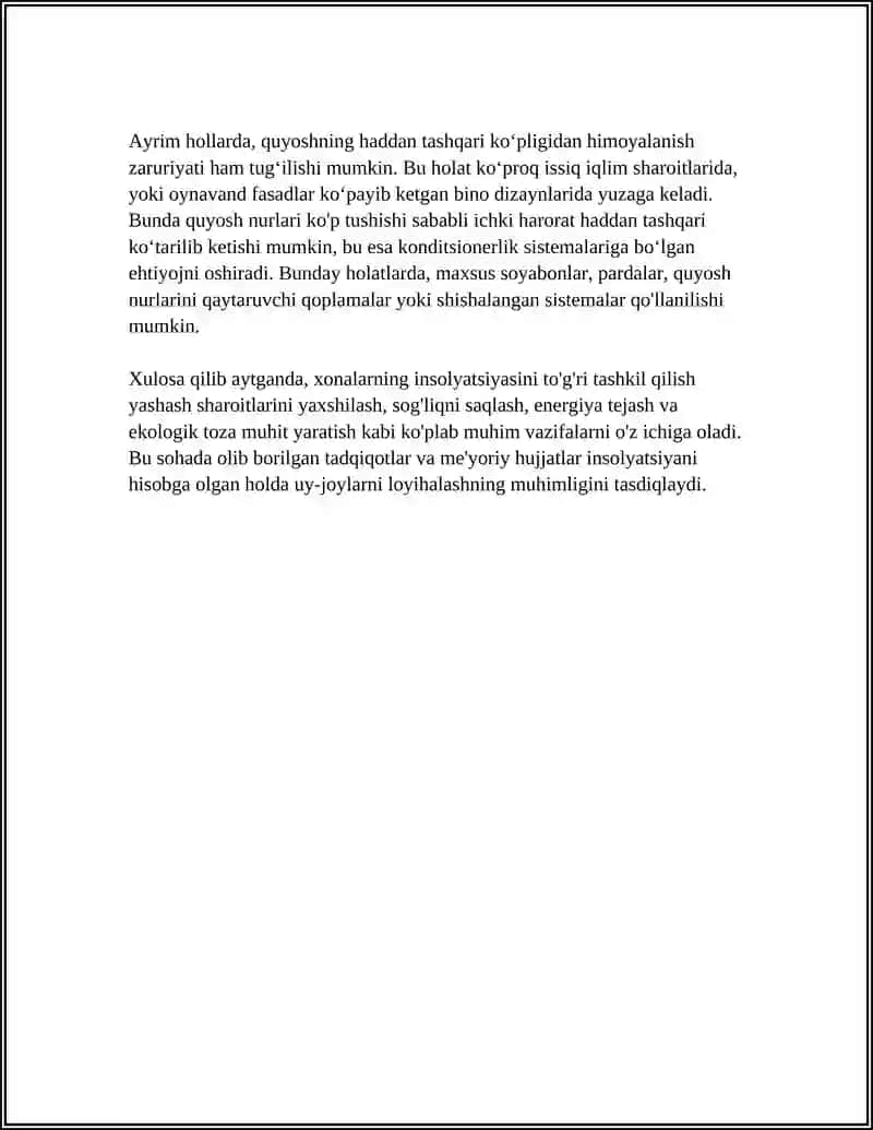 Xonalarning Insolyatsiyasi 4