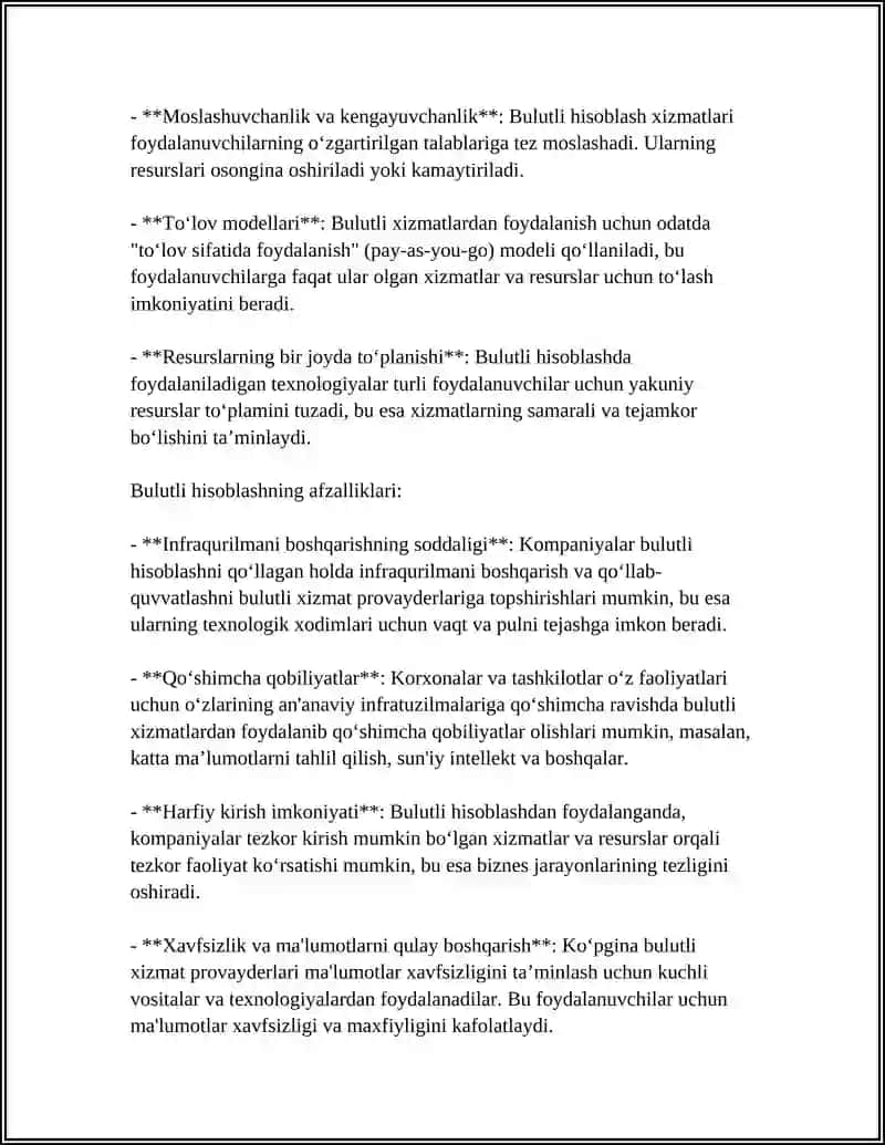 BULUTLI HISOBLASHLARI (CLOUD COMPUTING) VA UNING IMKONIYATLARI 4