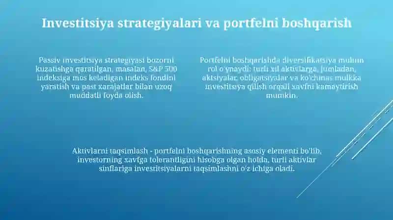 Investitsiyalar va investitsion faoliyat tahlili 4
