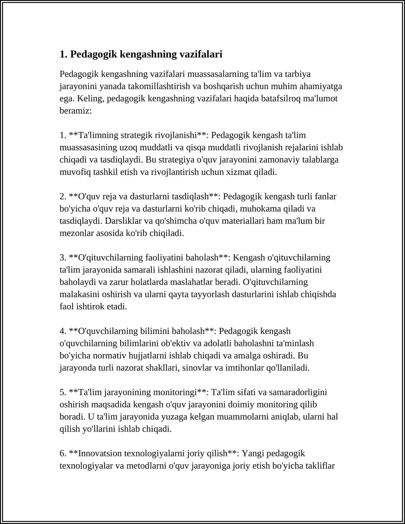 Pedagogik kengashning ishini tashkil etish va unga rahbarlik qilish 4