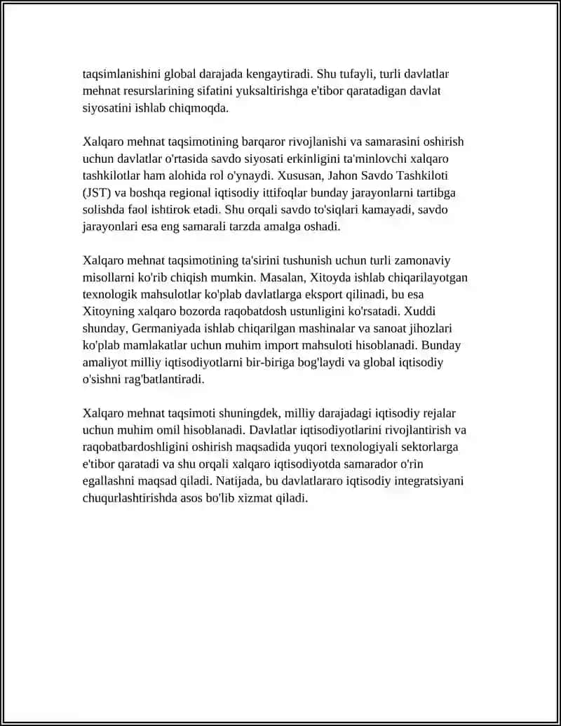 Xalqaro Mehnat Taqsimoti 4