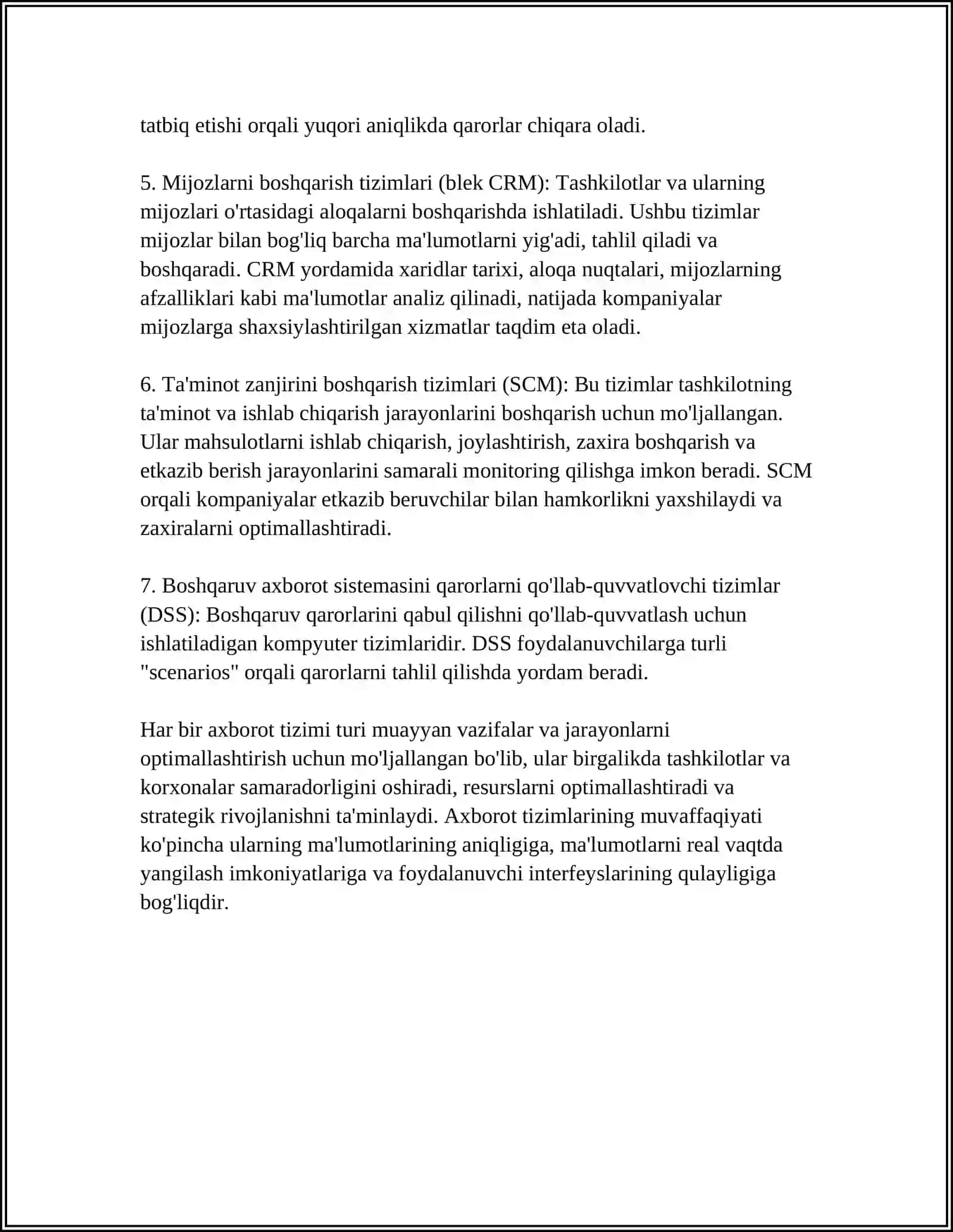 AXBOROT TIZIMLARINING TASNIF 4