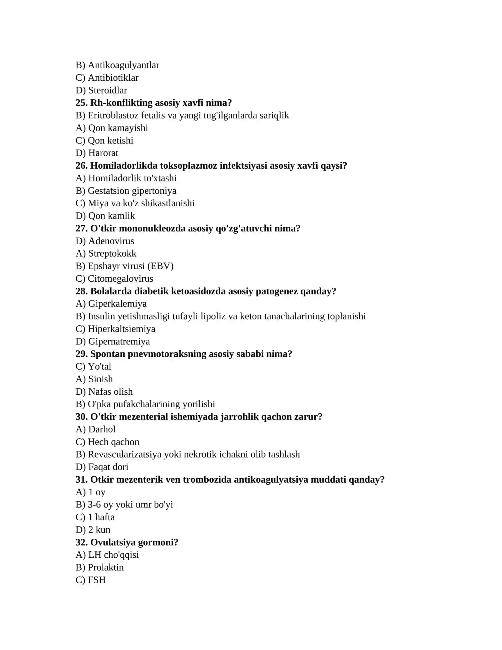 Ordinantura imtihon testlari 4