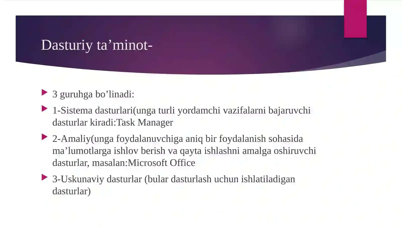 Dasturiyta’minot 4