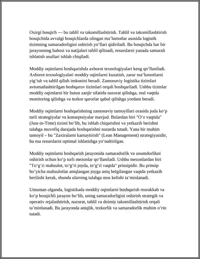 LOGISTIKADA MODDIY OQIMLAR 4