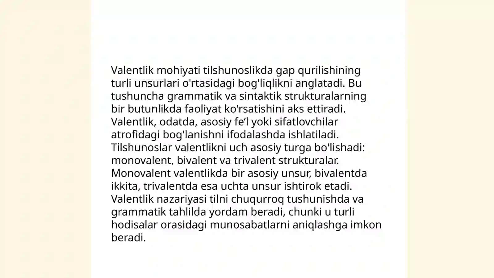 Valentlik. Lug'aviy, grammatik, sintaktik valentlik 4
