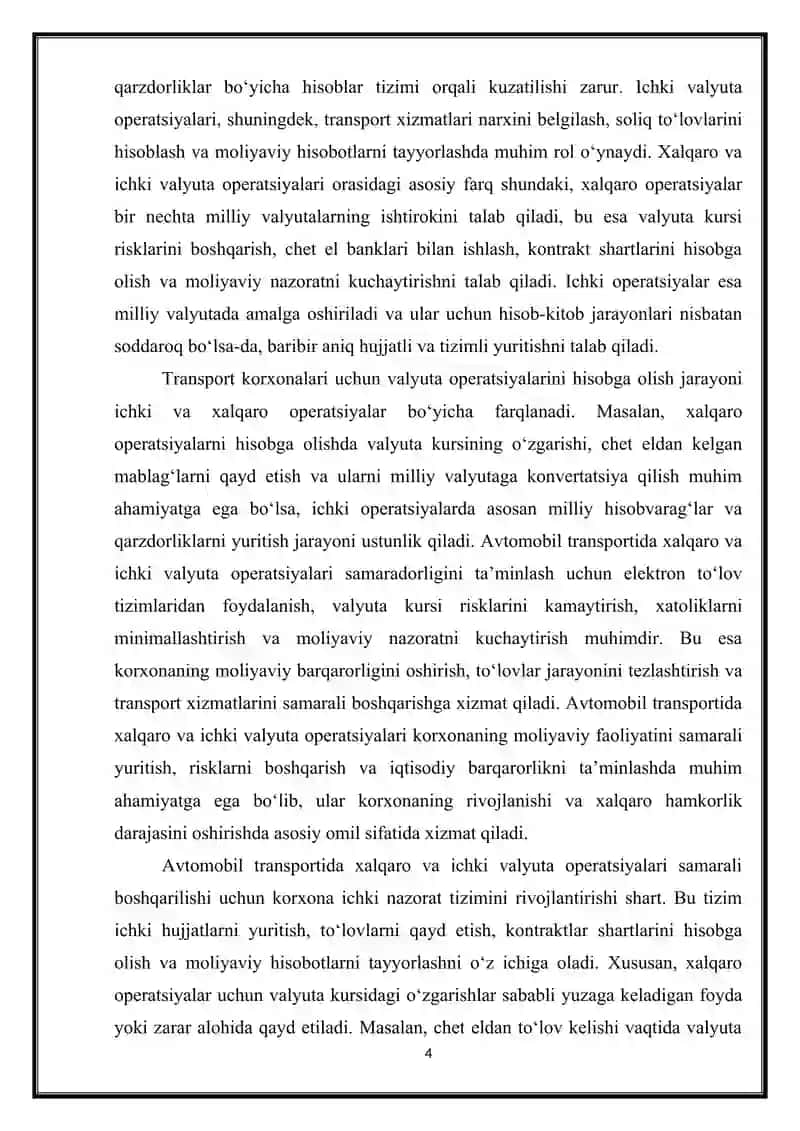 Avtomabil transportida valyuta operatsiyalarning hisobi 4