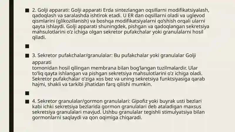 Bez sekretsiyasining ultrastruktura asoslari. 4