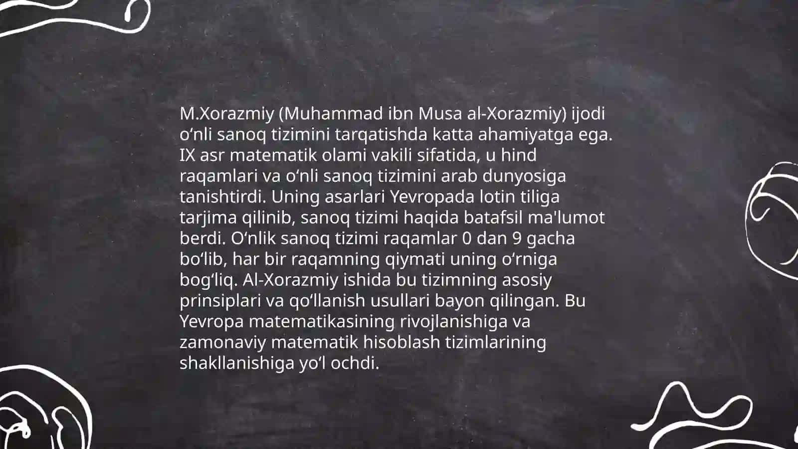 M.Xorazmiyning matematikaga qo‘shgan hissasi 4