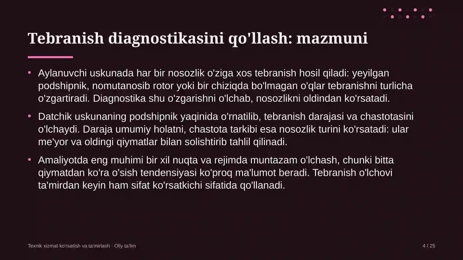 Kimyo sanoatida tebranish diagnostikasini qo'llash 4