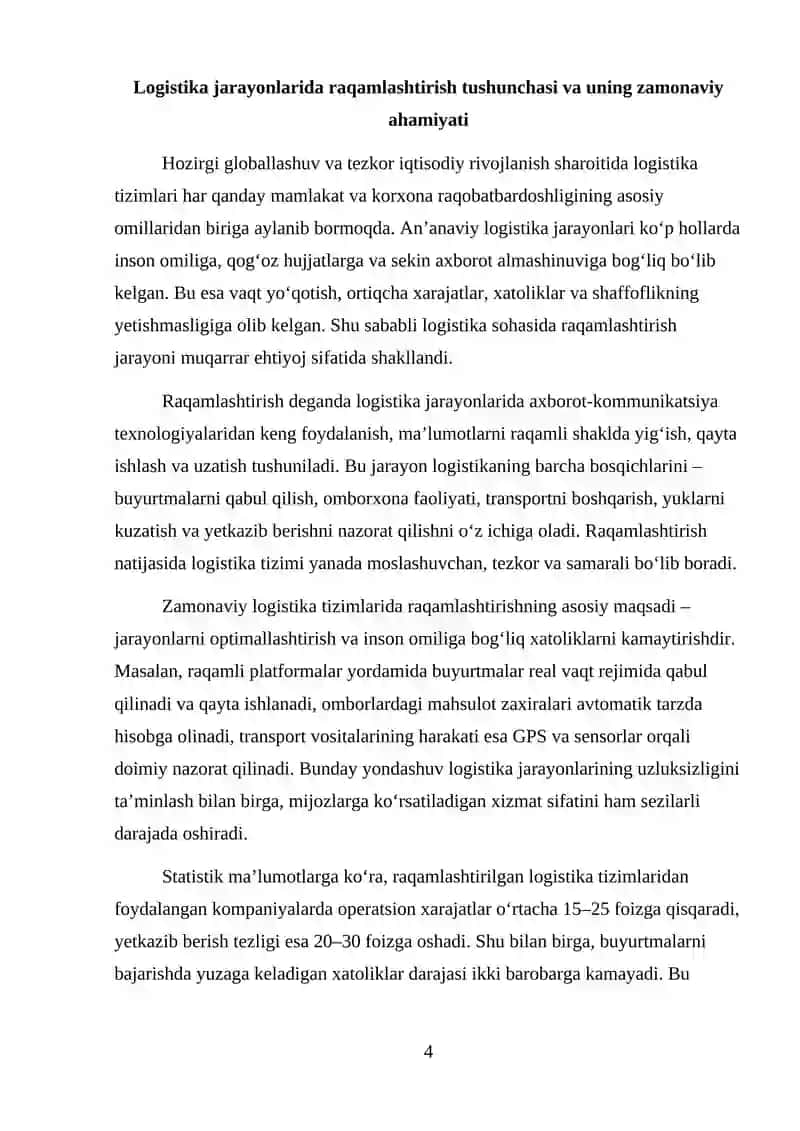 Logistika jarayonlarini raqamlashtirish va sunʼiy intellect (AI) 4