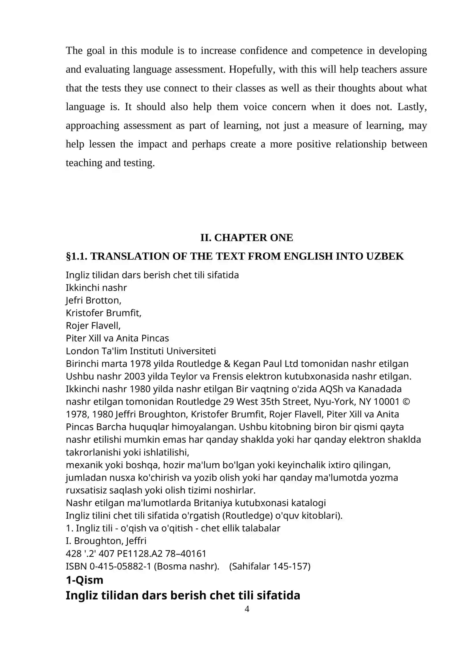 THEME: Types of assessment in FLT 4