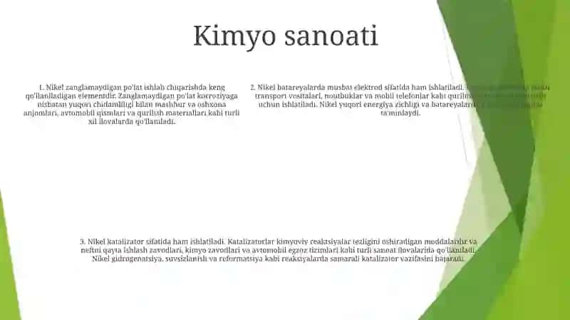 Nikel Ishlatilish Sohalari 4