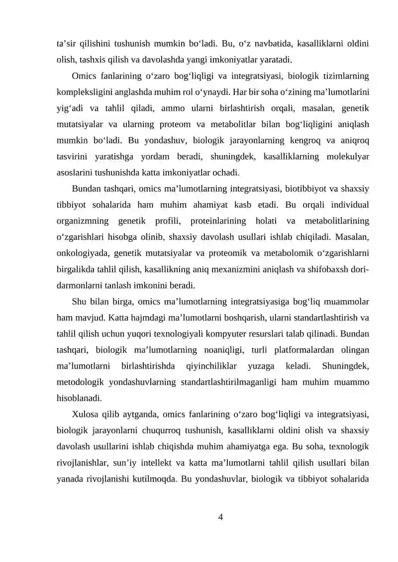 Omics fanlari va ularning o‘zaro bog‘liqligi 4