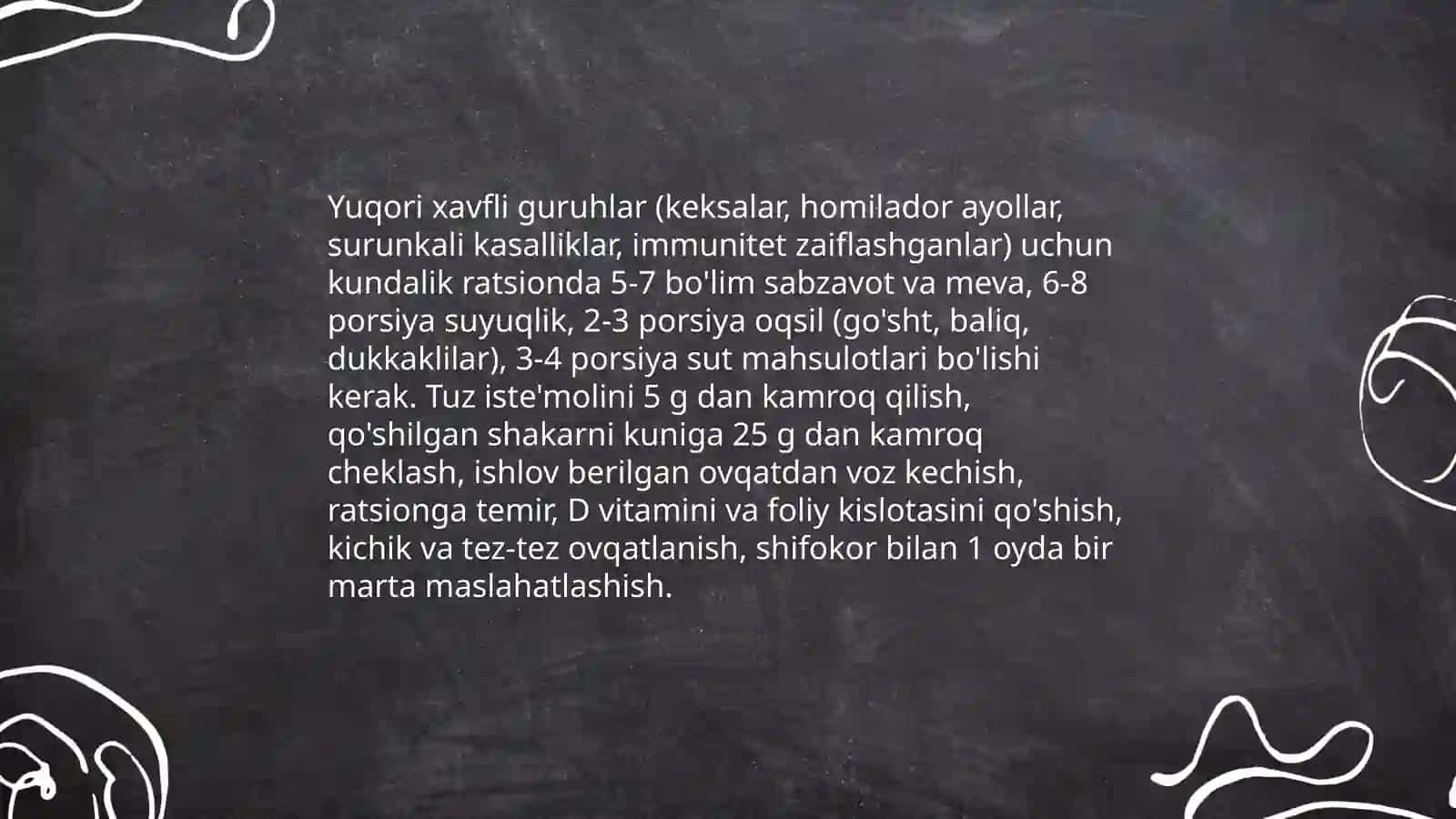STT va toʻgʻri ovqatlanish boʻyicha tavsiyalar 4