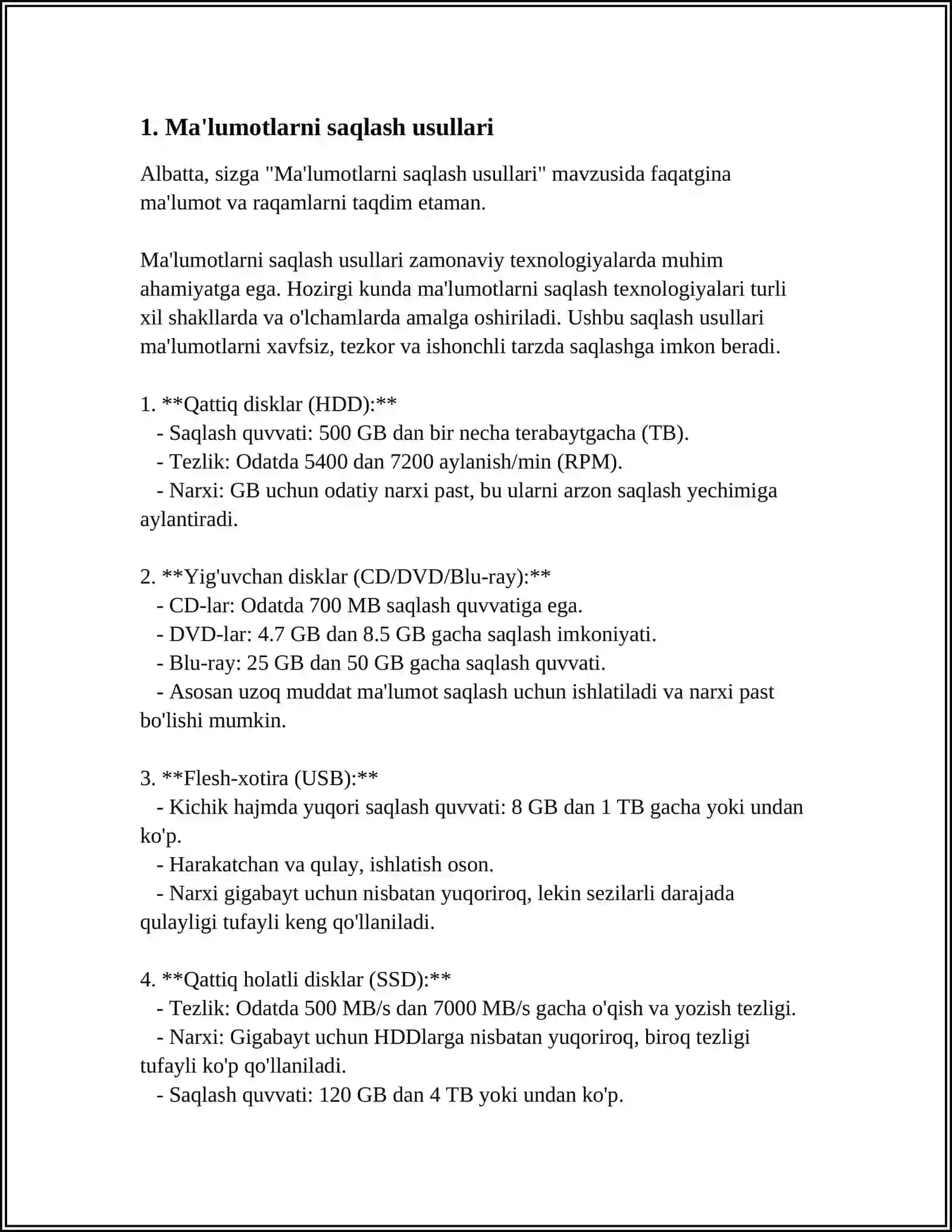 MA'LUMOTLAR TURINI XOTIRADA AKS ETTIRISH-YOZISH 4