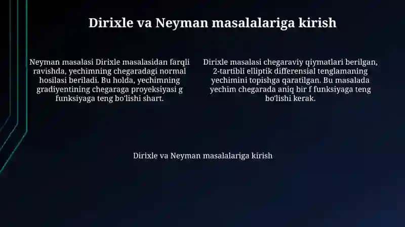 Dirixle va Neyman masalalarini potensiallar yordamida yechish 4