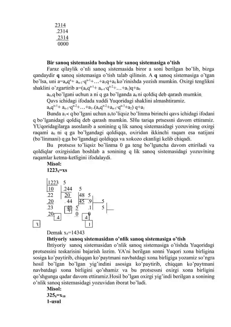 sanoq sistemalari matematika 4