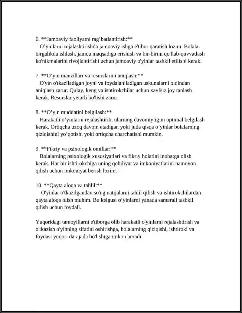DARSDAN TASHQARIÕYNALADIGAN HARAKATLI OʻYINLAR OʻTKAZISH 4