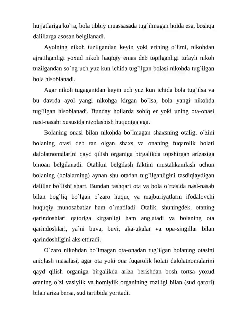 QON-QARINDOSHLIK VA BOLALARNING NASL-NASABINI BELGILASH 4