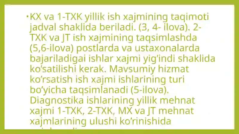 diagnostika D-1:D-2 va TXK ko'rsatish. 4