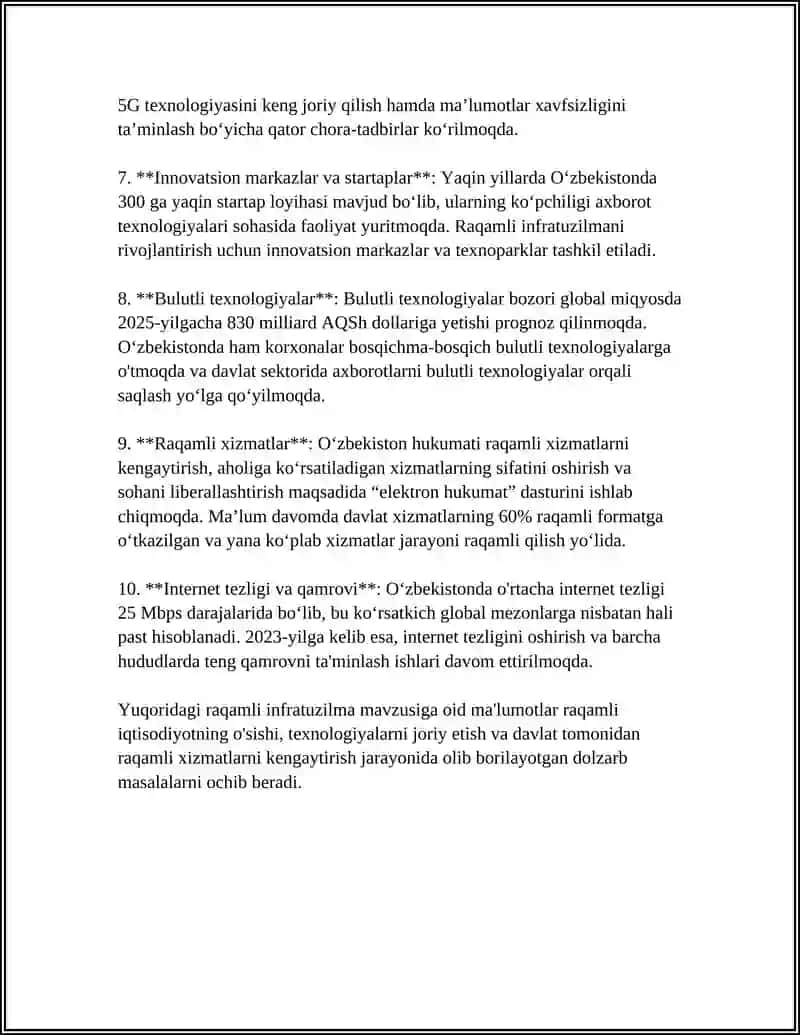 INNOVATSIYALAR UCHUN ZAMONAVIY INFRATUZILMA 4