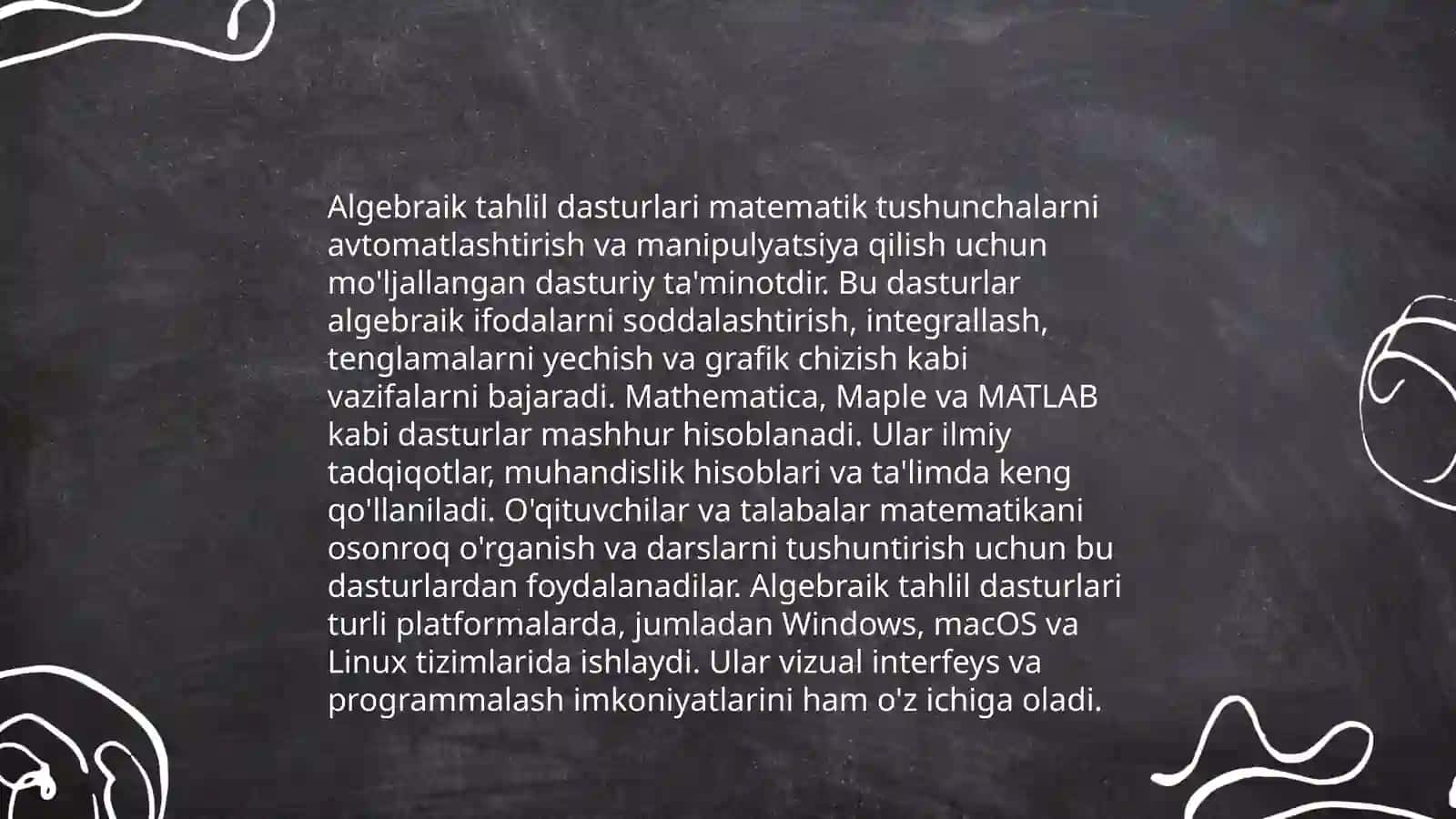Fundamental tahlil masalalarini echuvchi dasturlar 4