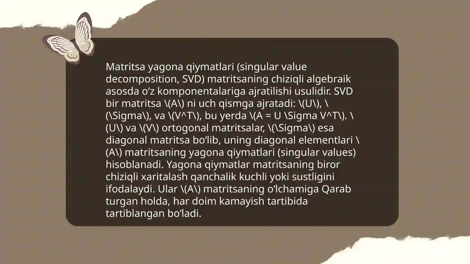 Yagona qiymatlar parchalanishi (Singular value decomposition) 4