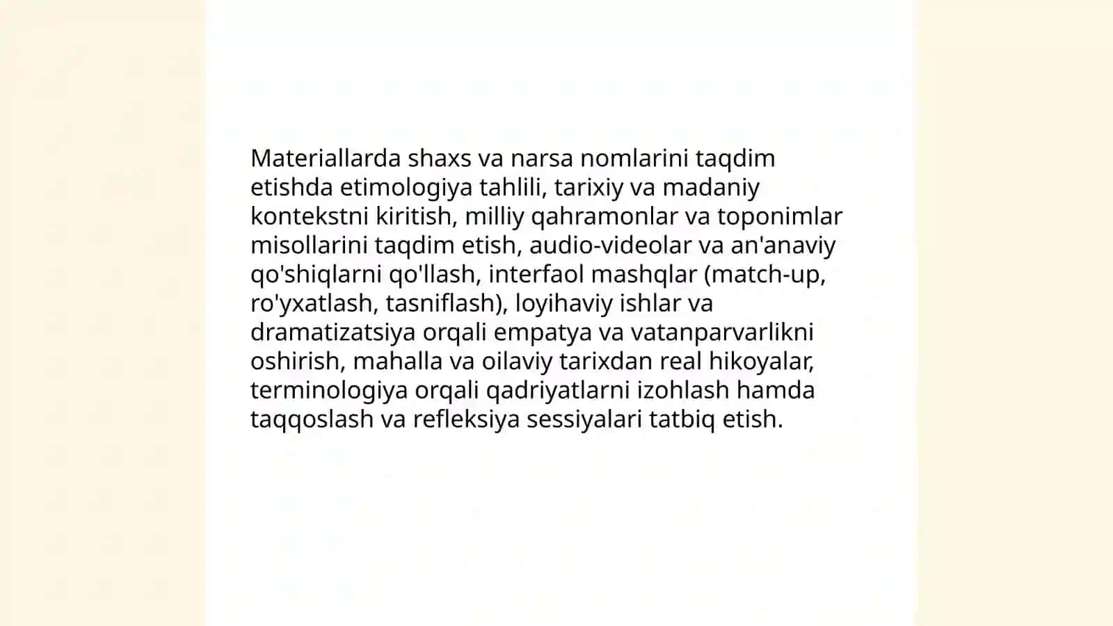 Shaxs va narsa nomini bildirgan so'zlar" mavzusi asosida o'quvchilarda vatanparvarlik tuyg'ularini shakllantirish metodikasi 4
