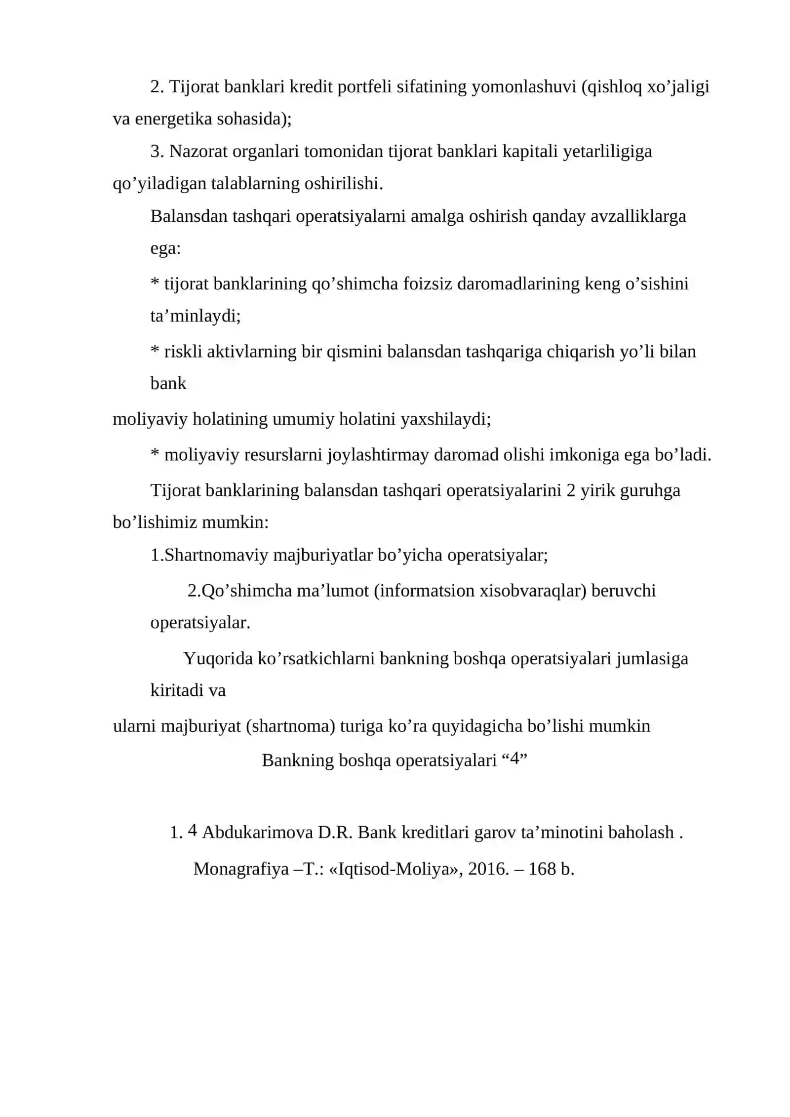Banklarda balansdan tashqari operatsiyalar hisobi 4