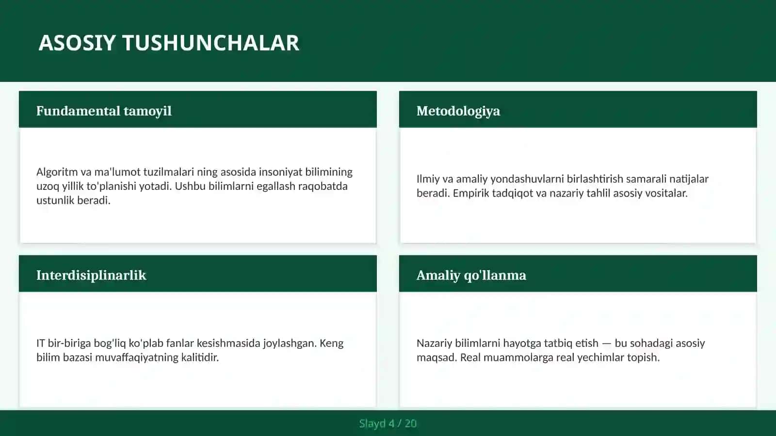 Algoritm va ma'lumot tuzilmalari 4