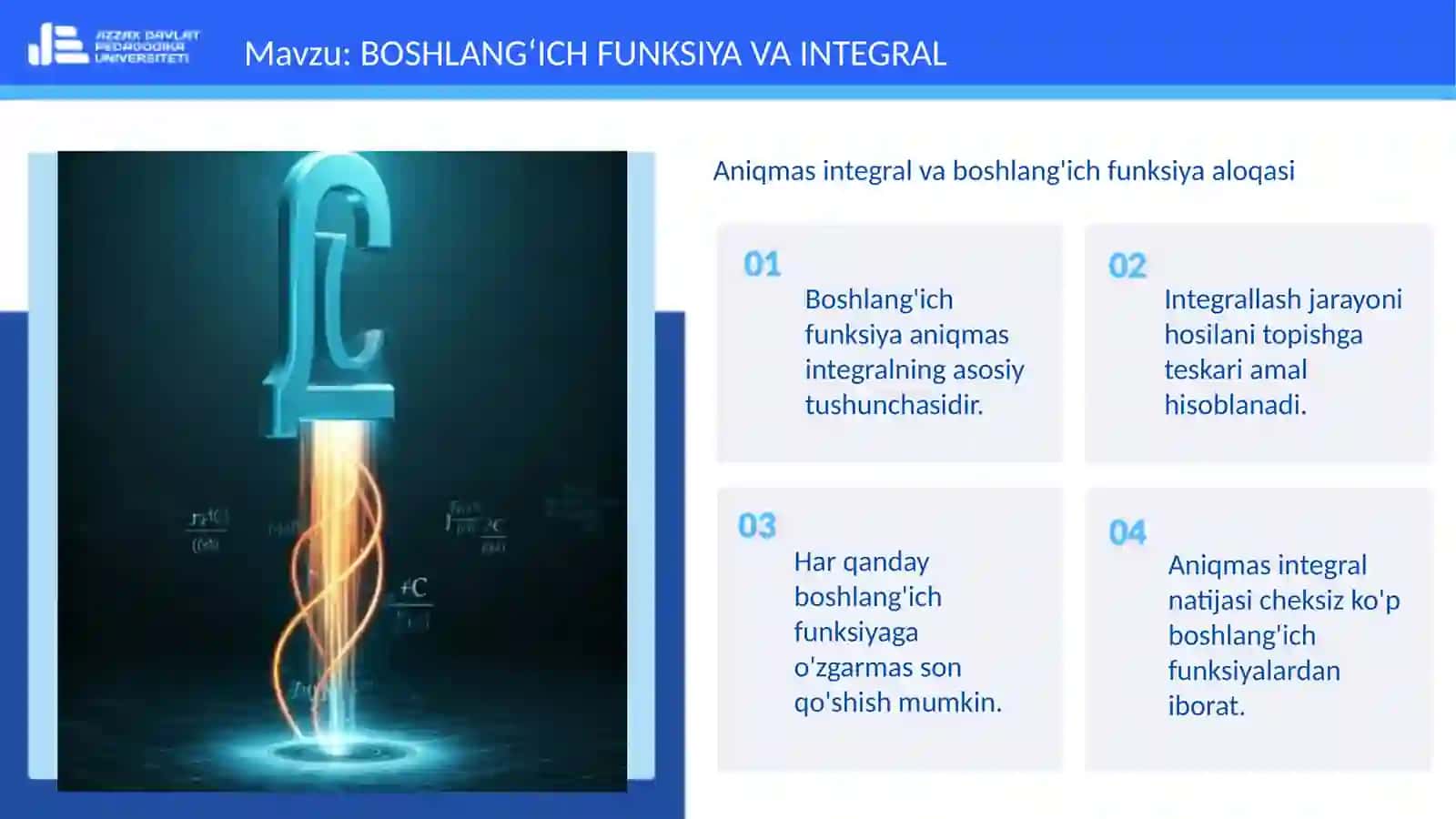 BOSHLANG'ICH FUNKSIYA VA INTEGRAL 4