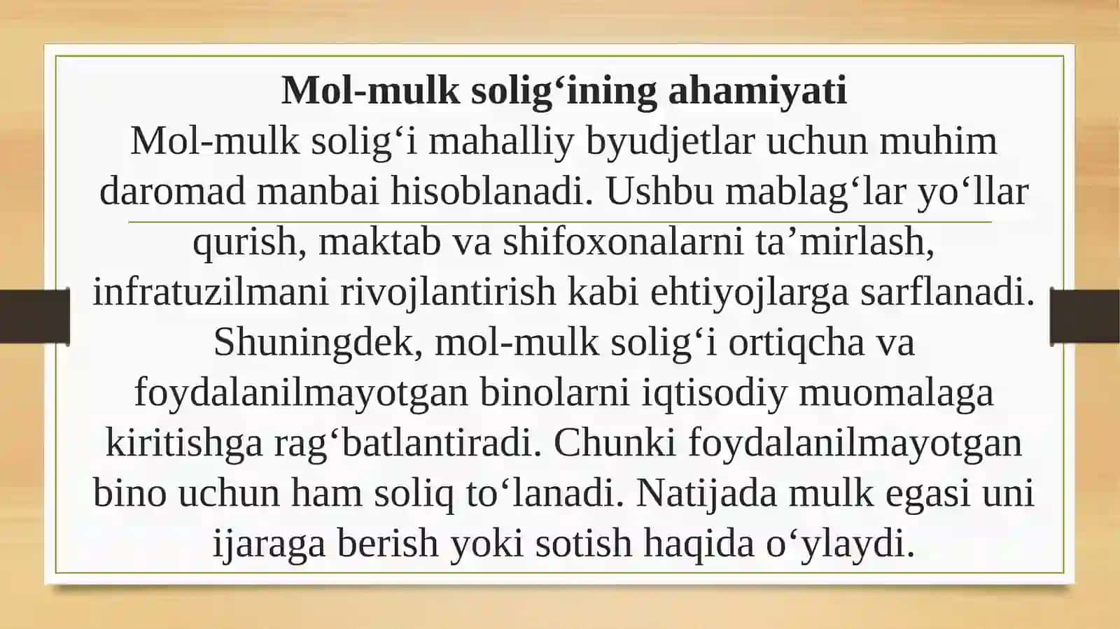 Mol-mulk va mulkiy daromadlarga soliq solish 4
